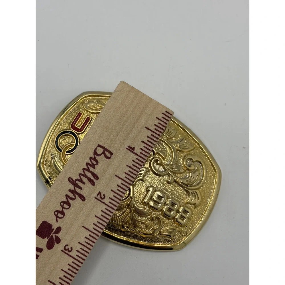 Olympics USA 1988 Belt Buckle Gold Olympic Rings Made‎ in USA